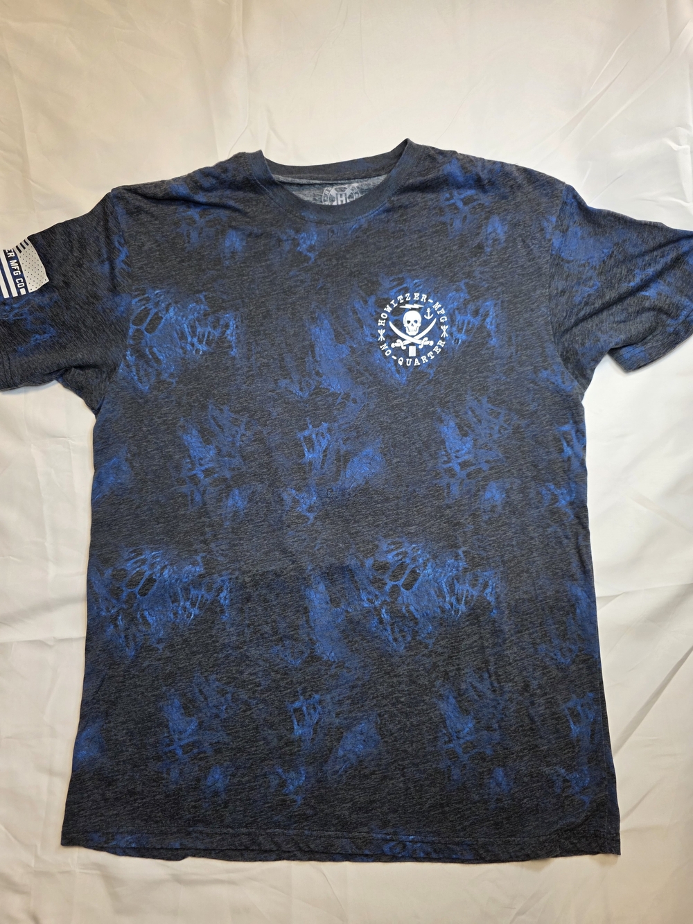 Howitzer Patriot Mfg Blue And Grey Skull Graphic Short Sleeve T-Shirt Men's 2XL